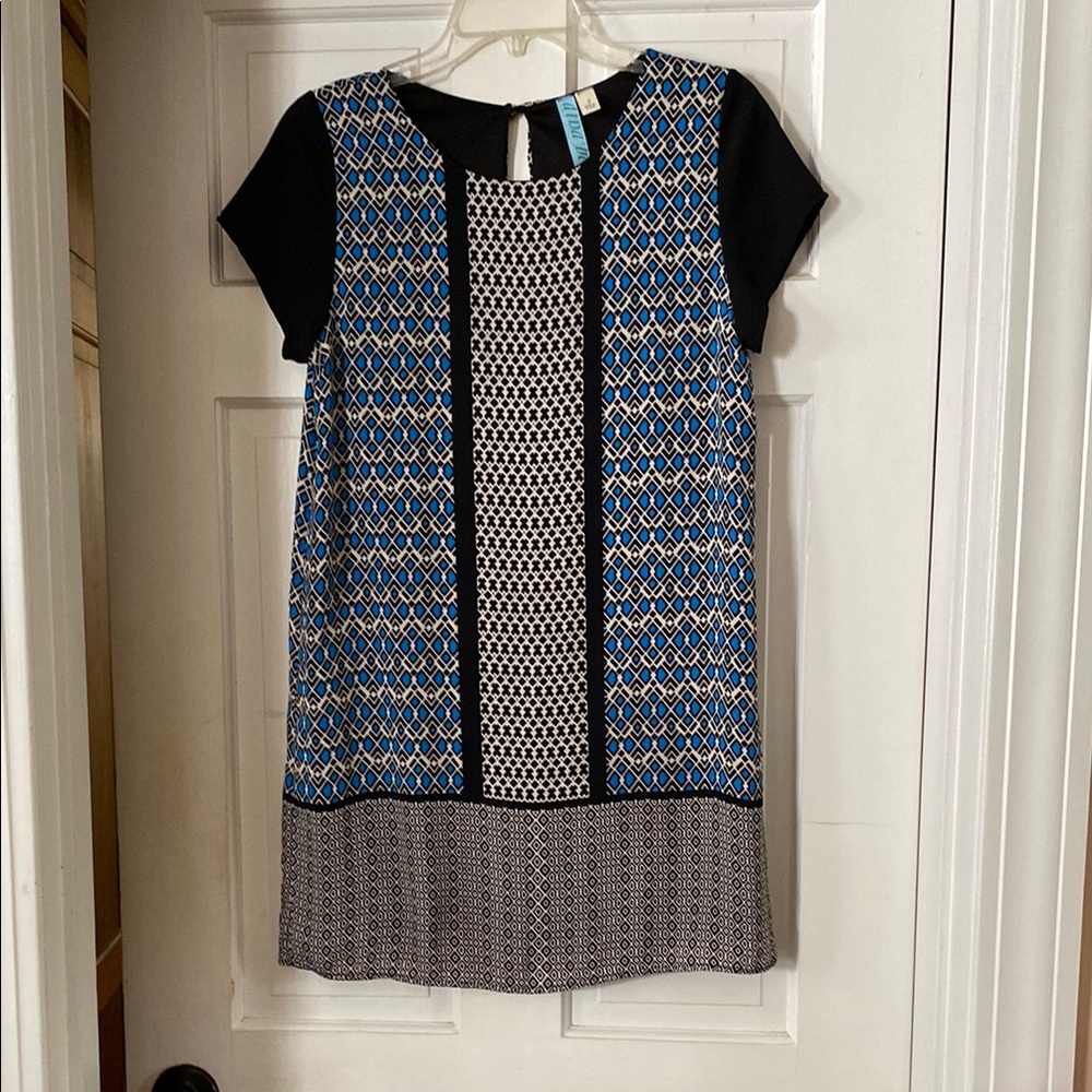 Dina Be Black and Blue Sheath Mini Dress